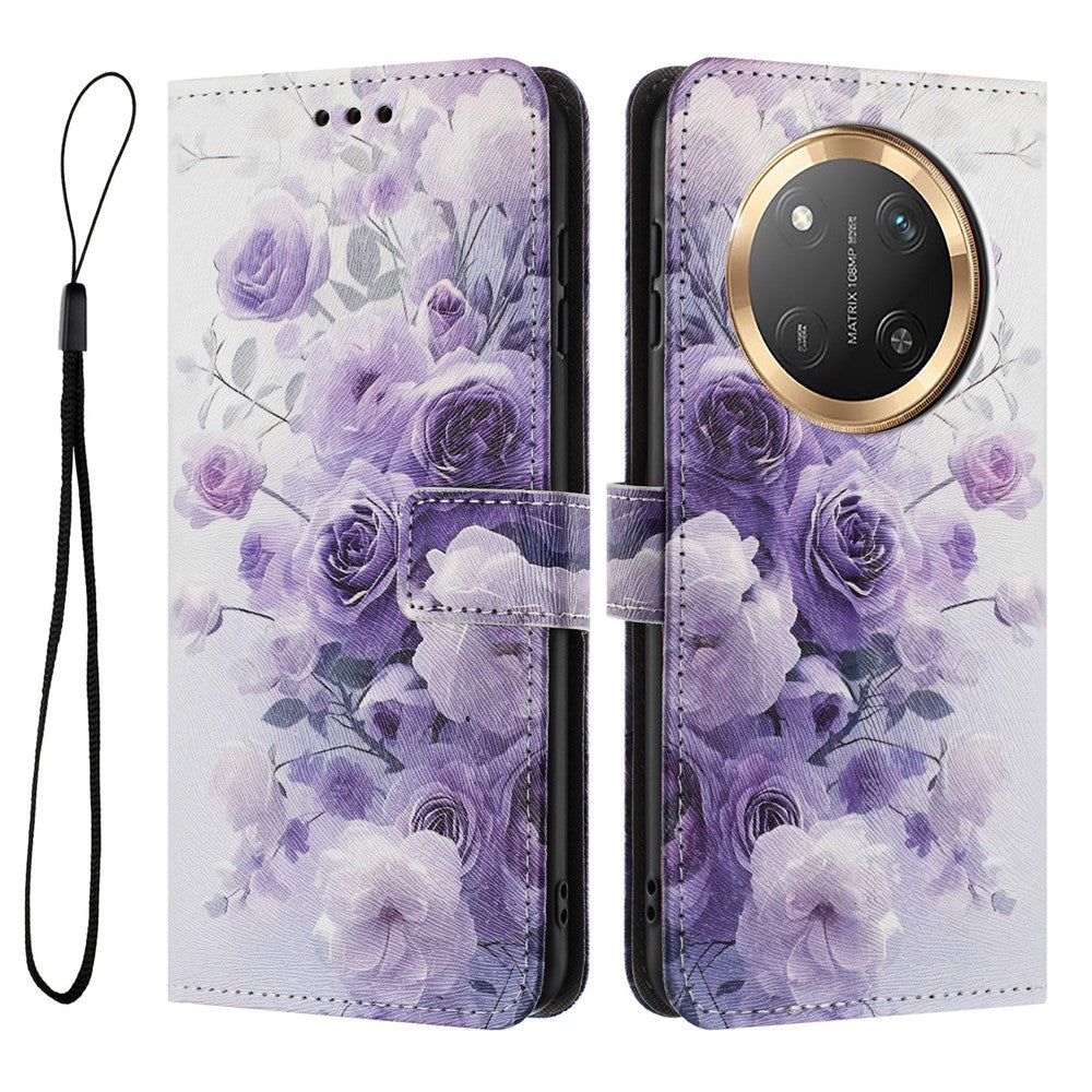 YX-2501 For Honor Magic7 Lite 5G / X9c 5G / X60 Pro 5G Case Pattern Printing PU Leather Wallet Phone Cover with Lanyard