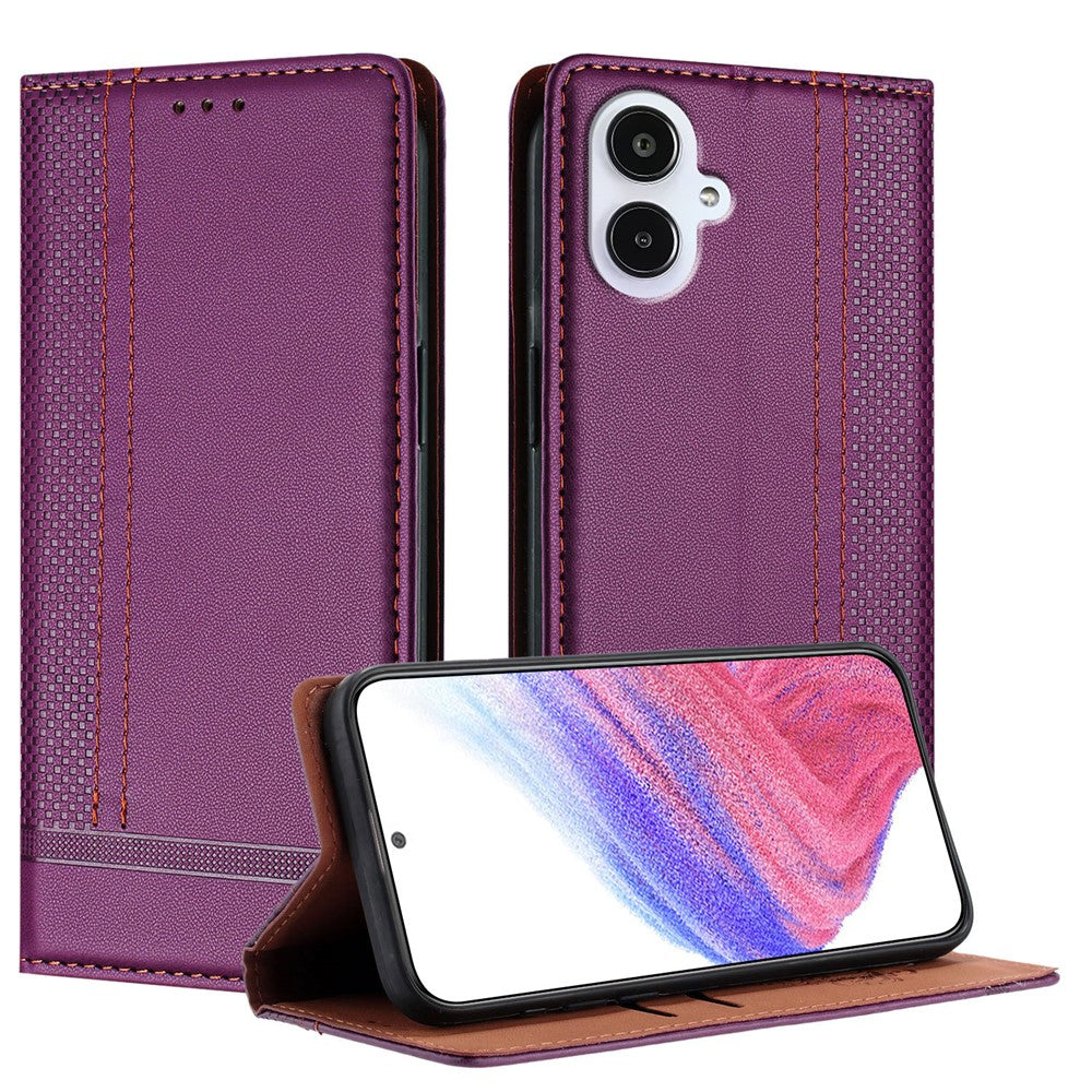 Til Samsung Galaxy A25e Cover L-formet gittermønster læder stander telefoncover med kortpladser