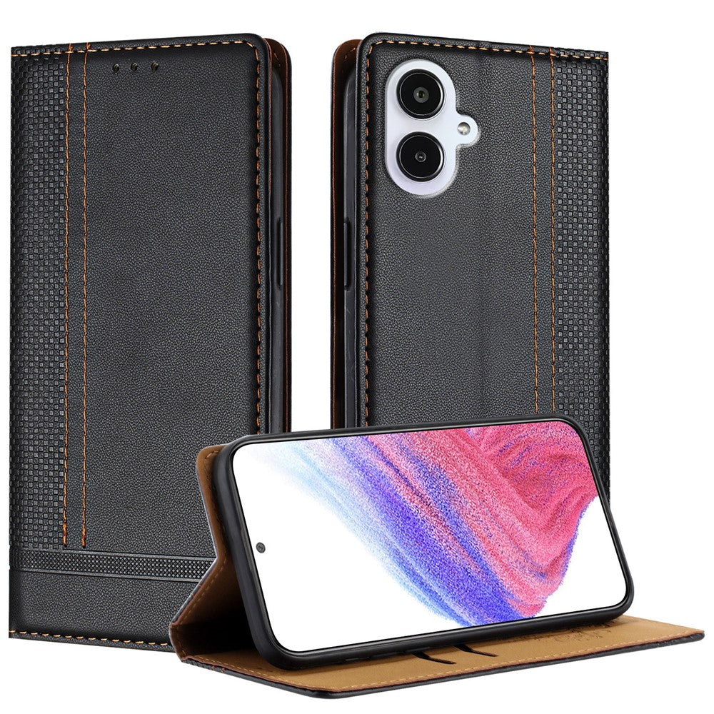 Til Samsung Galaxy A25e Cover L-formet gittermønster læder stander telefoncover med kortpladser
