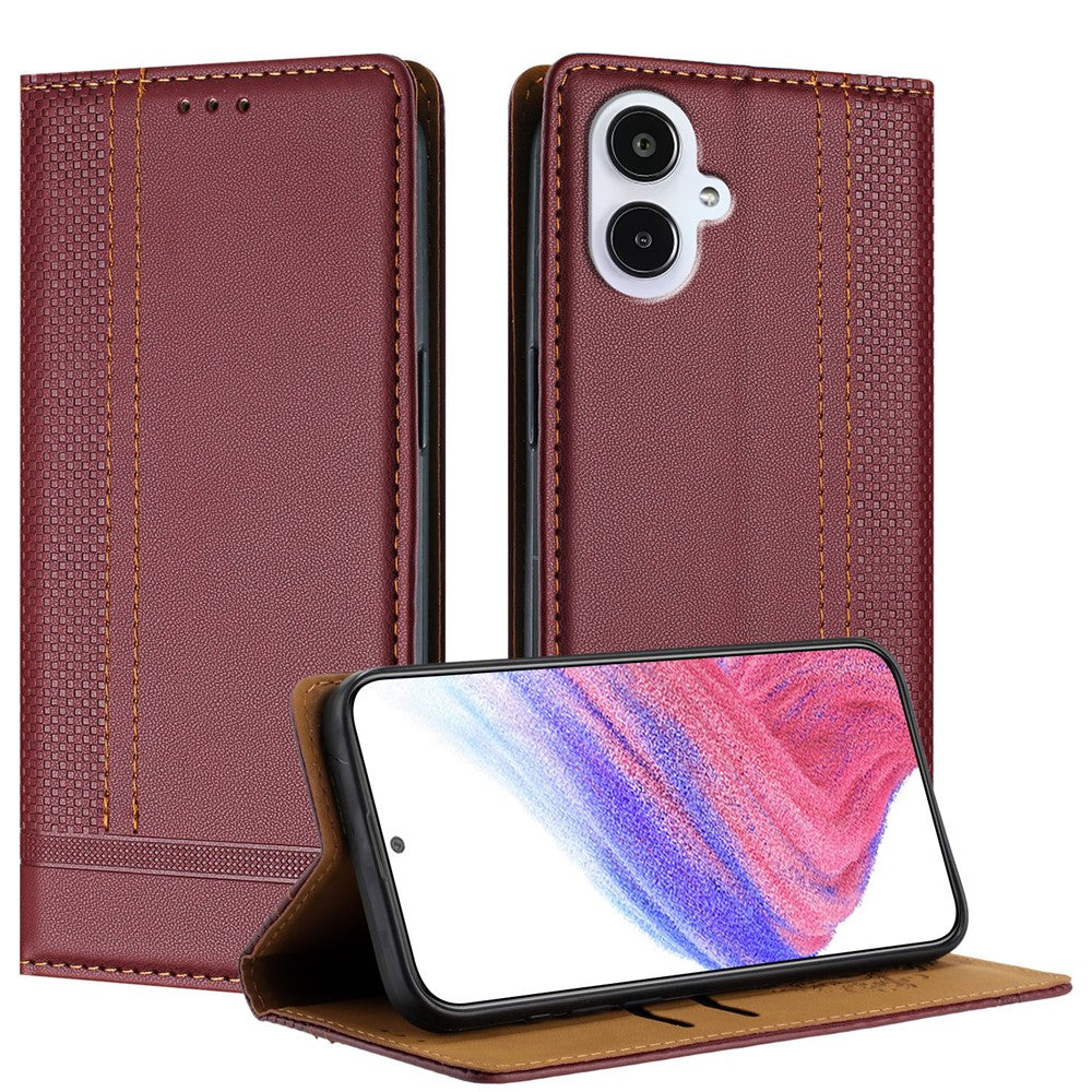 Til Samsung Galaxy A25e Cover L-formet gittermønster læder stander telefoncover med kortpladser