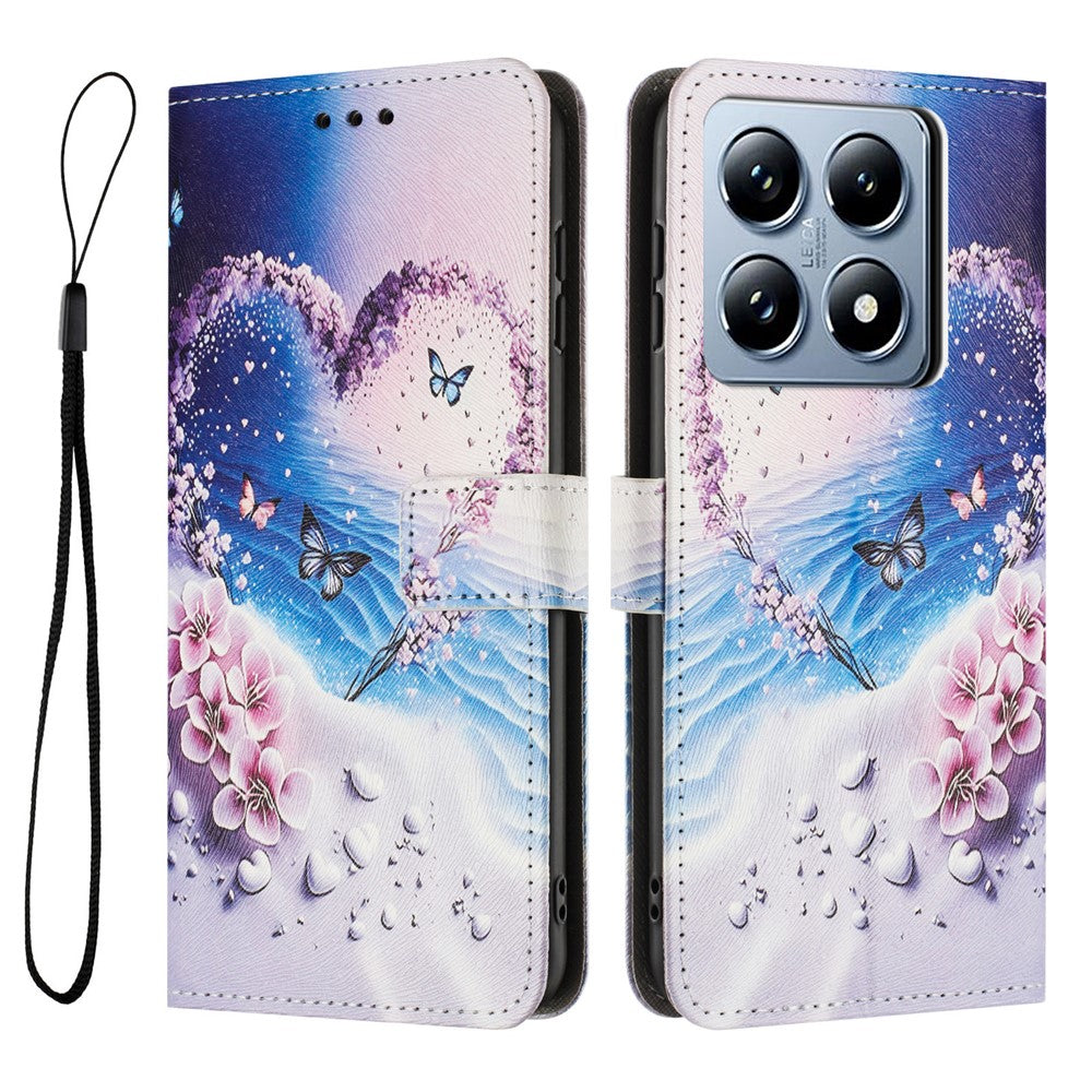 YX-2501 For Xiaomi 14T Pro Case Pattern Printing PU Leather Wallet Phone Cover with Lanyard