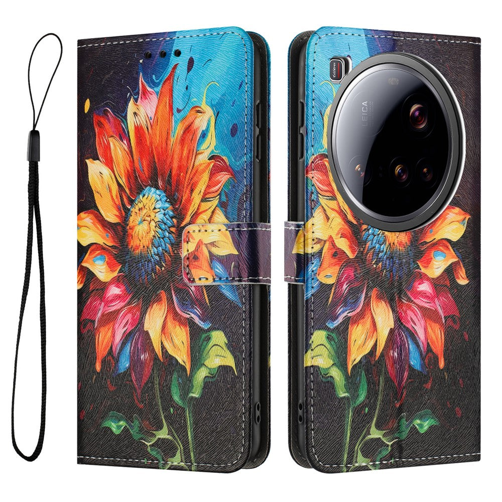YX-2501 For Xiaomi 15 Ultra Case Pattern Printing PU Leather Wallet Phone Cover with Lanyard