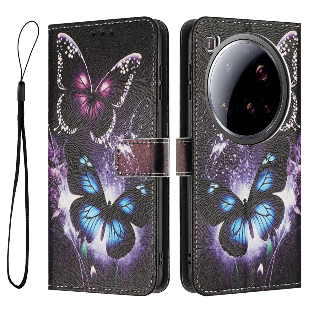 YX-2501 For Xiaomi 15 Ultra Case Pattern Printing PU Leather Wallet Phone Cover with Lanyard