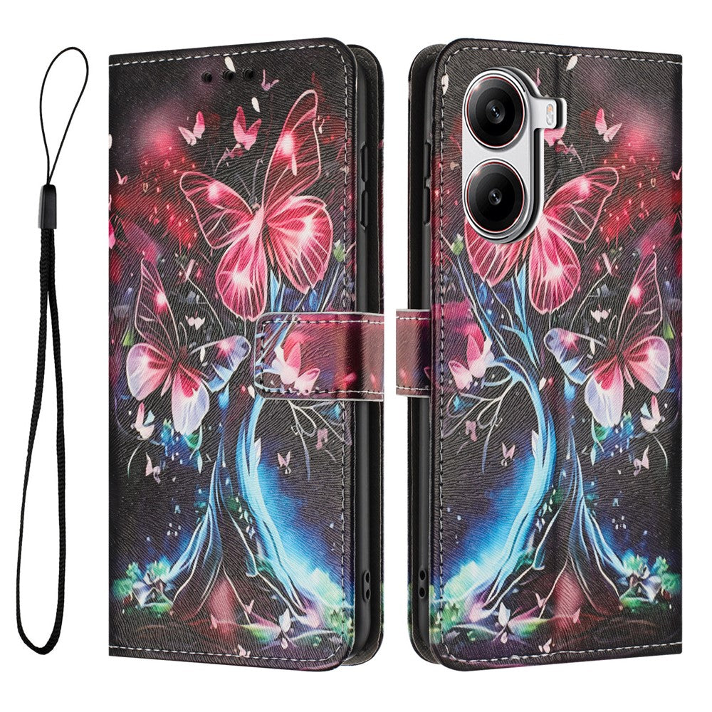 YX-2501 For Xiaomi Poco X7 Pro 5G  /  Redmi Turbo 4 5G Case Pattern Printing PU Leather Wallet Phone Cover with Lanyard