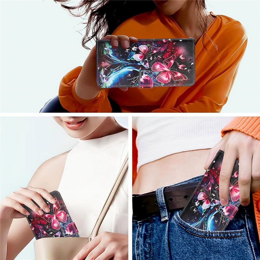 YX-2501 PU-læderpung med mønstertryk til Xiaomi Poco X7 Pro 5G / Redmi Turbo 4 5G med snor