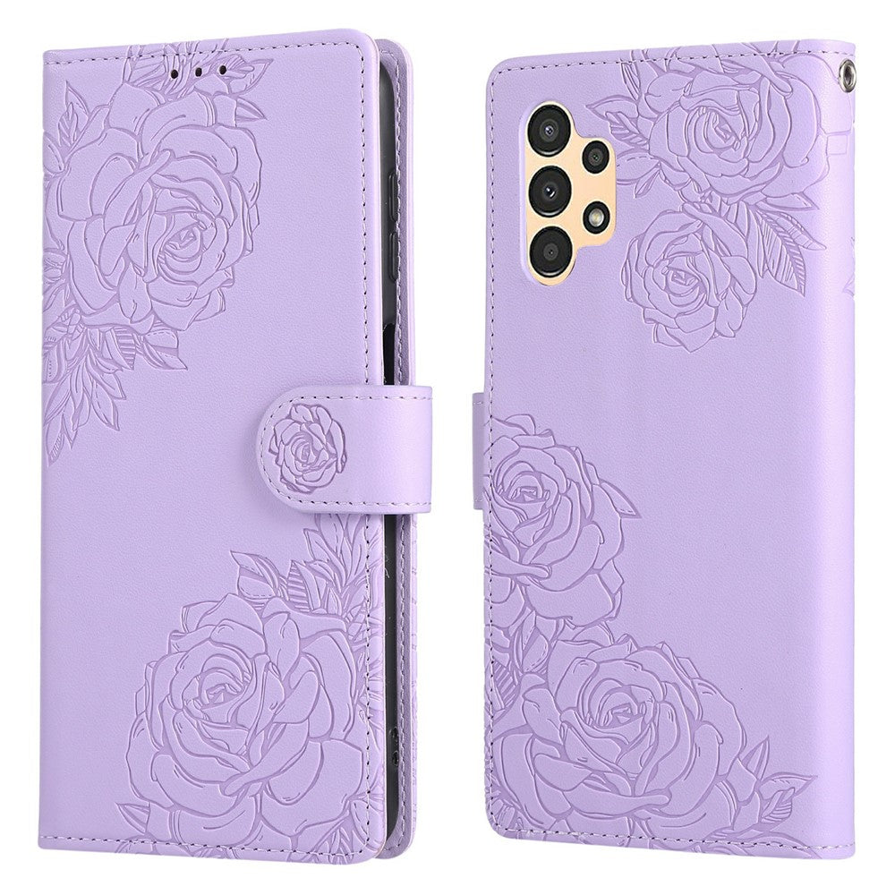 Til Samsung Galaxy A13 4G / 5G Cover Rose Blomst PU Læder Wallet Telefoncover med 3 Kortlommer