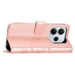 For Xiaomi Redmi Note 14 4G (164.84mm) Leather Wallet Case Butterfly Flower Imprinted Phone Cover with Strap