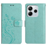 For Xiaomi Redmi Note 14 4G (164.84mm) Leather Wallet Case Butterfly Flower Imprinted Phone Cover with Strap
