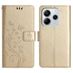 Xiaomi Redmi Note 14 4G (164,84 mm) Läderplånboksfodral med fjärilsblomma och rem
