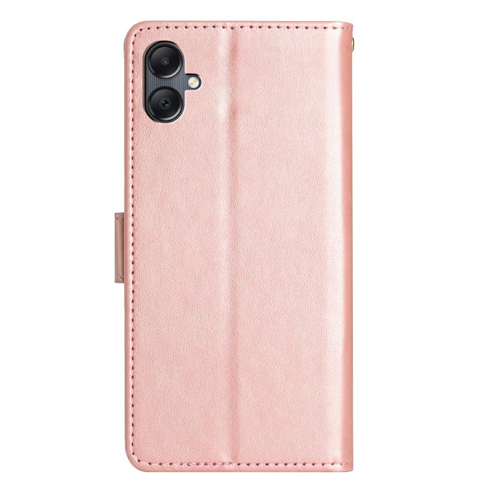 For Samsung Galaxy A25e Leather Wallet Case Butterfly Flower Imprinted Phone Cover with Strap
