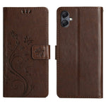 For Samsung Galaxy A25e Leather Wallet Case Butterfly Flower Imprinted Phone Cover with Strap