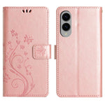 For Samsung Galaxy S25 Edge Leather Wallet Case Butterfly Flower Imprinted Phone Cover with Strap