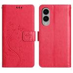 For Samsung Galaxy S25 Edge Leather Wallet Case Butterfly Flower Imprinted Phone Cover with Strap