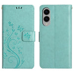 For Samsung Galaxy S25 Edge Leather Wallet Case Butterfly Flower Imprinted Phone Cover with Strap