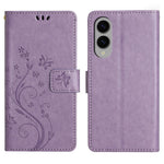 For Samsung Galaxy S25 Edge Leather Wallet Case Butterfly Flower Imprinted Phone Cover with Strap