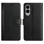 For Samsung Galaxy S25 Edge Leather Wallet Case Butterfly Flower Imprinted Phone Cover with Strap
