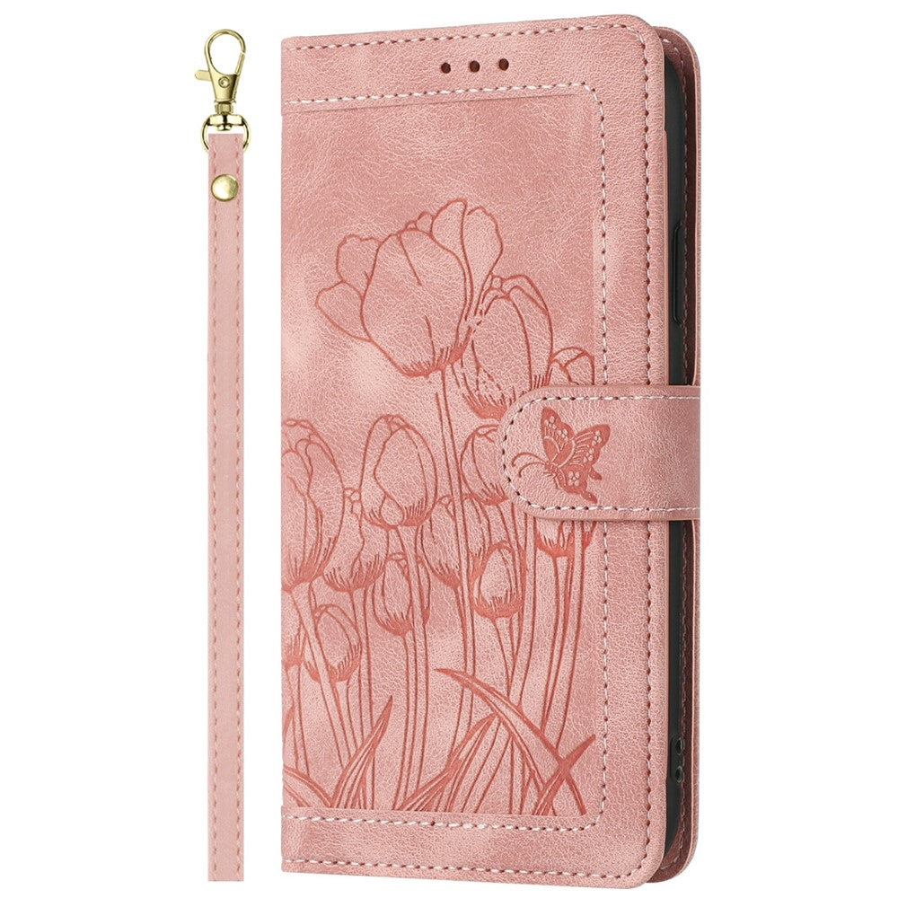 For Xiaomi Redmi Note 14 4G (164.84mm) Case Tulip Leather Phone Cover with 5 Card Slots Wallet