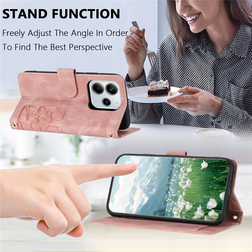 For Xiaomi Redmi Note 14 4G (164.84mm) Case Tulip Leather Phone Cover with 5 Card Slots Wallet