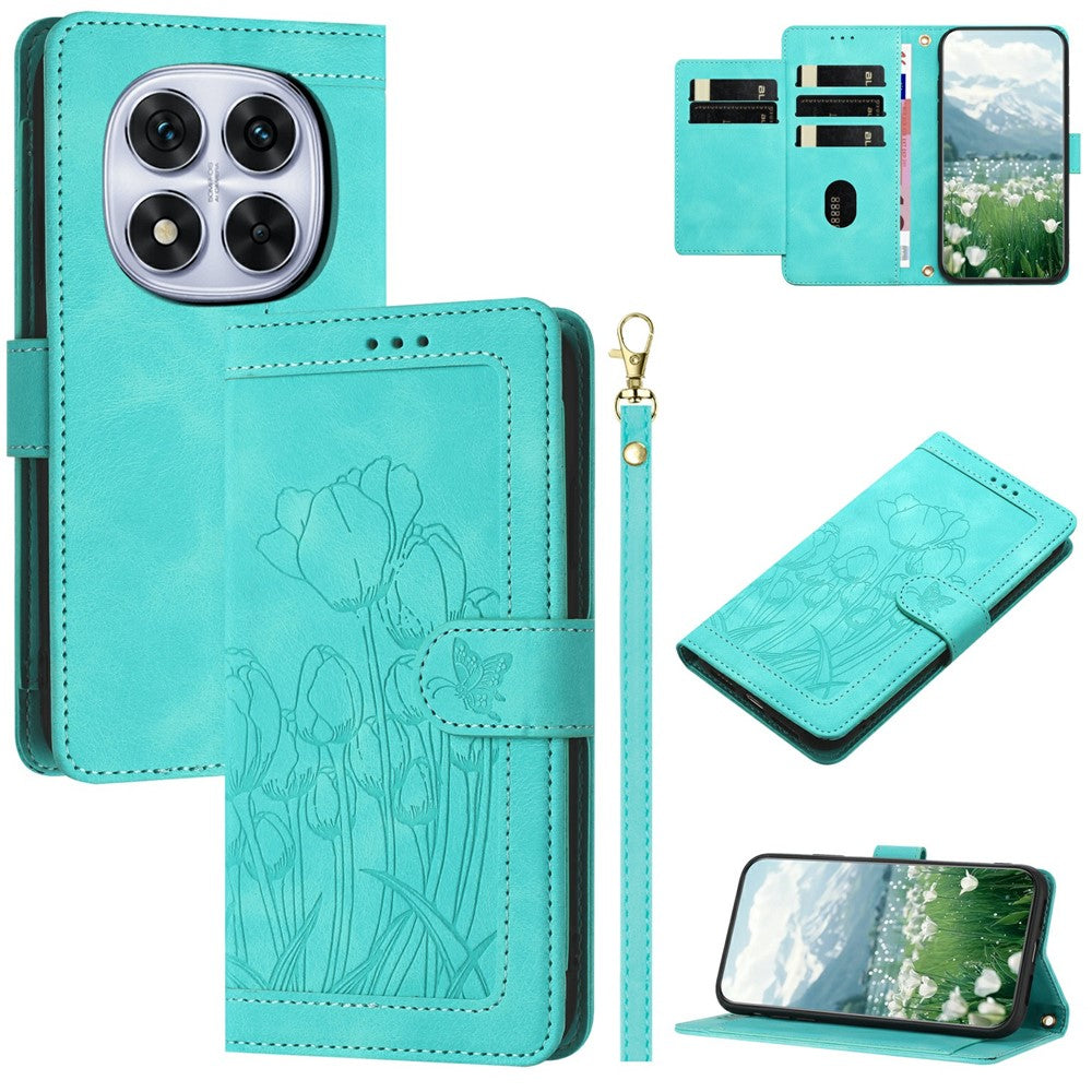 For Xiaomi Redmi Note 14 Pro 4G Case Tulip Leather Phone Cover with 5 Card Slots Wallet