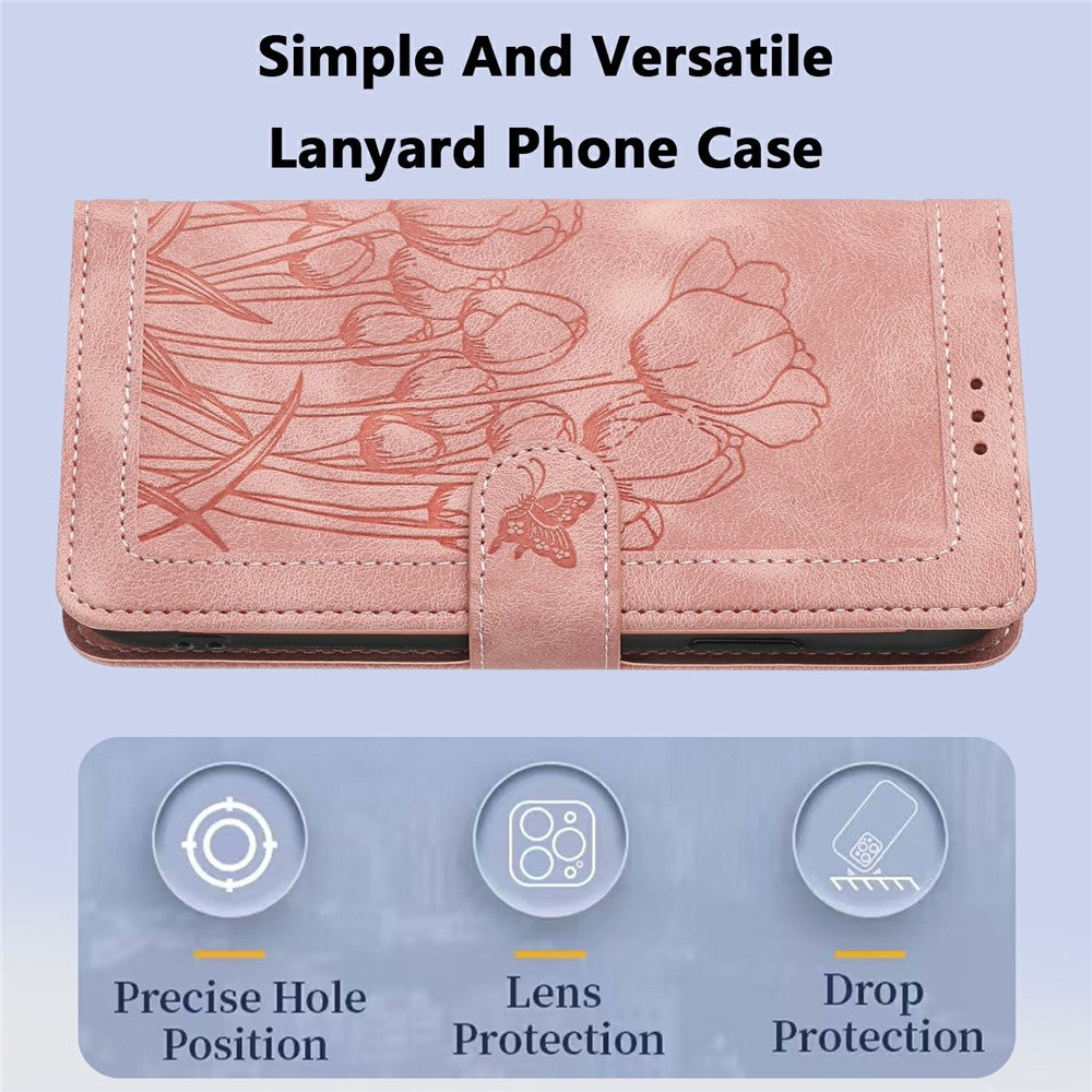 For Samsung Galaxy A25e Case Tulip Leather Phone Cover with 5 Card Slots Wallet