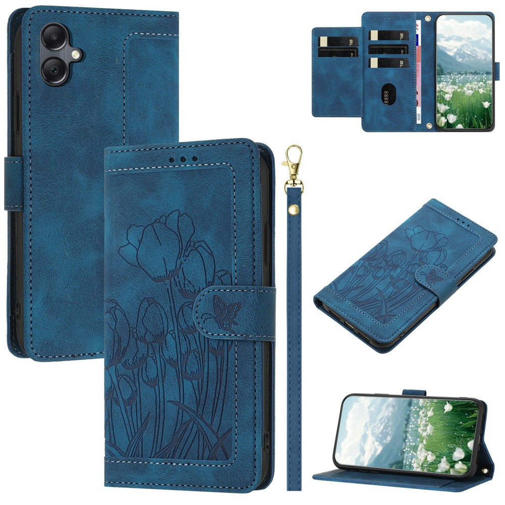 For Samsung Galaxy A25e Case Tulip Leather Phone Cover with 5 Card Slots Wallet