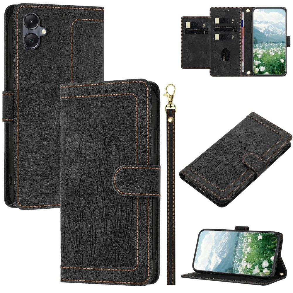 For Samsung Galaxy A25e Case Tulip Leather Phone Cover with 5 Card Slots Wallet