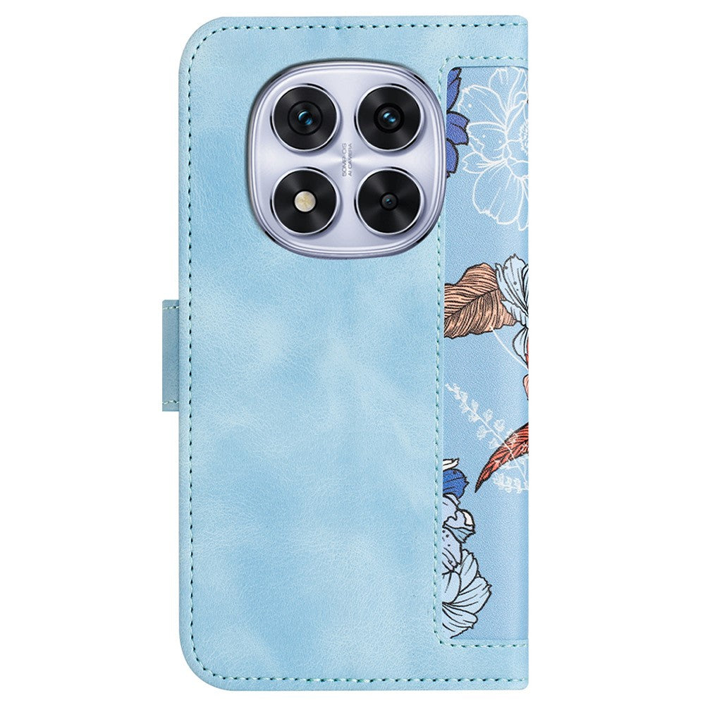 For Xiaomi Redmi Note 14 Pro 4G Case PU Leather Floral Phone Cover with Card Slots / Wrist Strap