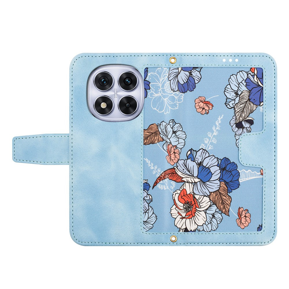 For Xiaomi Redmi Note 14 Pro 4G Case PU Leather Floral Phone Cover with Card Slots / Wrist Strap