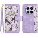 For Xiaomi Redmi Note 14 Pro 4G Case PU Leather Floral Phone Cover with Card Slots / Wrist Strap