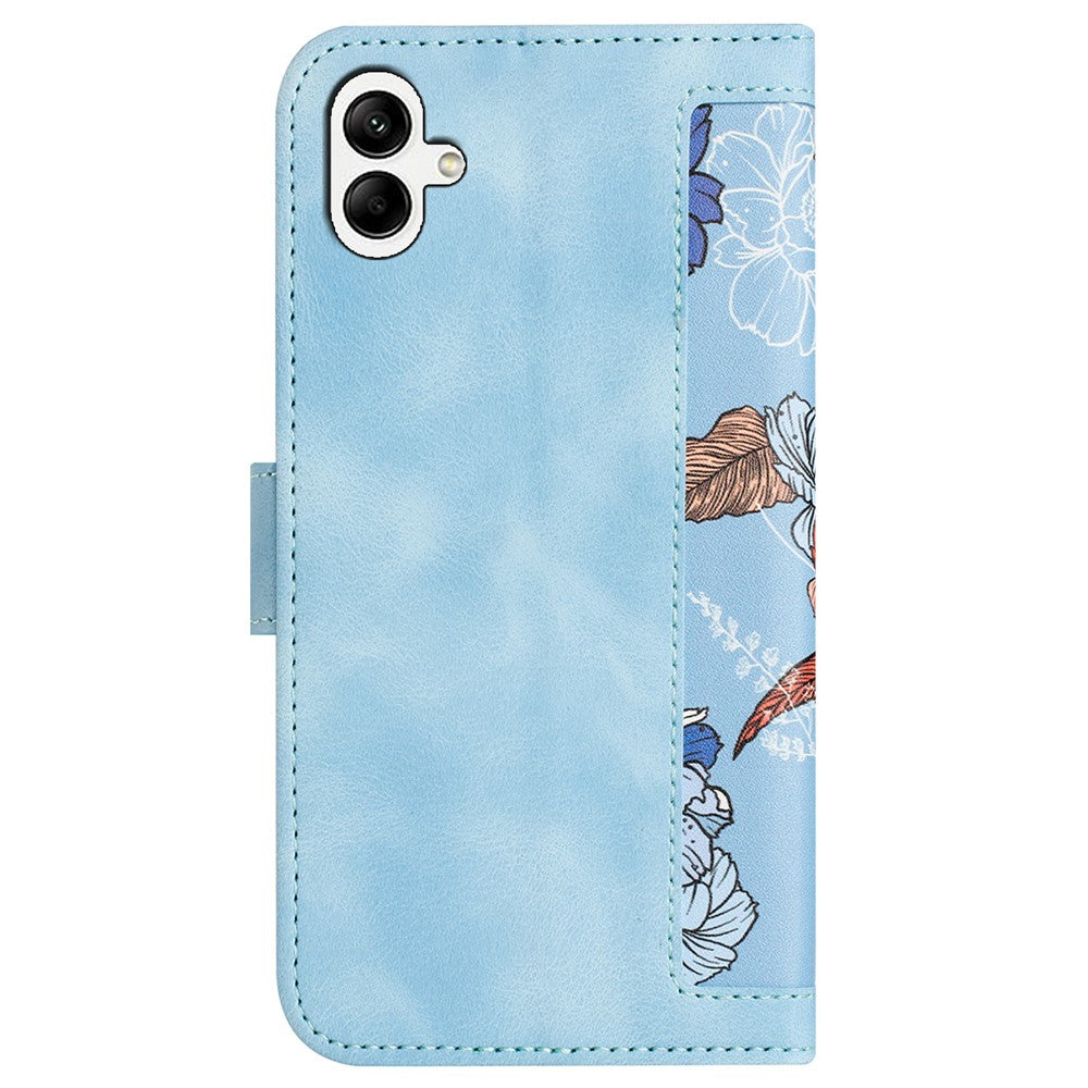For Samsung Galaxy A25e Case PU Leather Floral Phone Cover with Card Slots / Wrist Strap