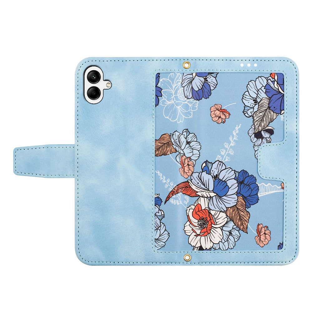 For Samsung Galaxy A25e Case PU Leather Floral Phone Cover with Card Slots / Wrist Strap