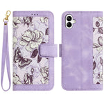 For Samsung Galaxy A25e Case PU Leather Floral Phone Cover with Card Slots / Wrist Strap