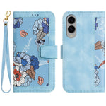 For Samsung Galaxy S25 Edge Case PU Leather Floral Phone Cover with Card Slots / Wrist Strap