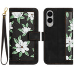 For Samsung Galaxy S25 Edge Case PU Leather Floral Phone Cover with Card Slots / Wrist Strap