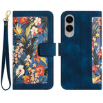 For Samsung Galaxy S25 Edge Case PU Leather Floral Phone Cover with Card Slots / Wrist Strap