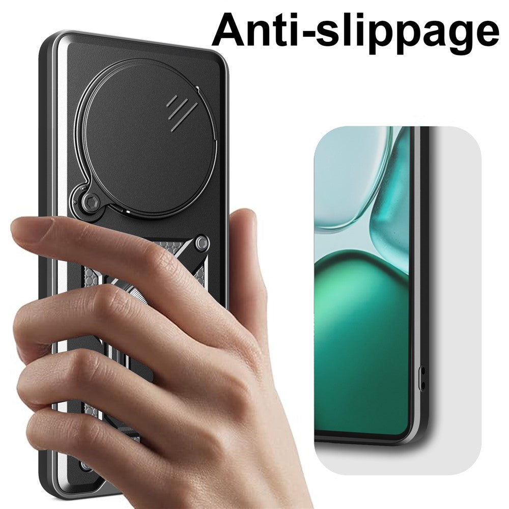 For Honor X60 5G  /  X9c Smart 5G Case with Slide Camera Lid PC + TPU Kickstand Phone Cover