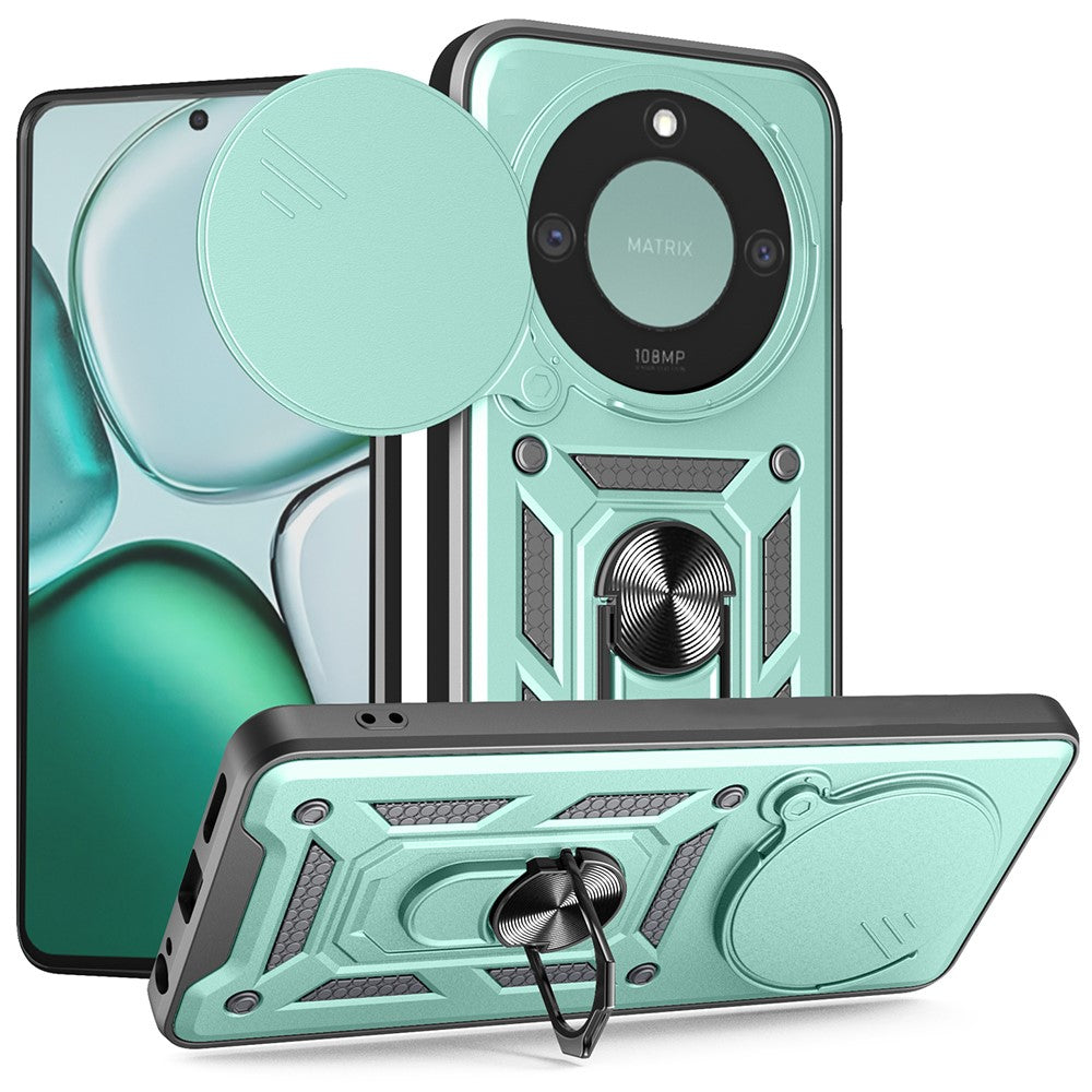 For Honor X60 5G  /  X9c Smart 5G Case with Slide Camera Lid PC + TPU Kickstand Phone Cover