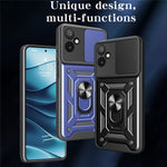 For Samsung Galaxy F06 5G  /  M06 5G Case with Slide Camera Lid PC + TPU Kickstand Phone Cover