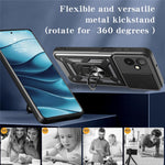 For Samsung Galaxy F06 5G  /  M06 5G Case with Slide Camera Lid PC + TPU Kickstand Phone Cover