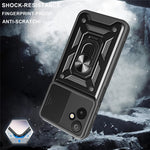 For Samsung Galaxy F06 5G  /  M06 5G Case with Slide Camera Lid PC + TPU Kickstand Phone Cover
