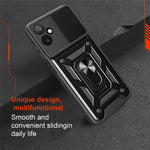 For Samsung Galaxy F06 5G  /  M06 5G Case with Slide Camera Lid PC + TPU Kickstand Phone Cover