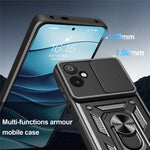 For Samsung Galaxy F06 5G  /  M06 5G Case with Slide Camera Lid PC + TPU Kickstand Phone Cover