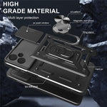 For Samsung Galaxy F06 5G  /  M06 5G Case with Slide Camera Lid PC + TPU Kickstand Phone Cover