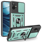 For Samsung Galaxy F06 5G  /  M06 5G Case with Slide Camera Lid PC + TPU Kickstand Phone Cover