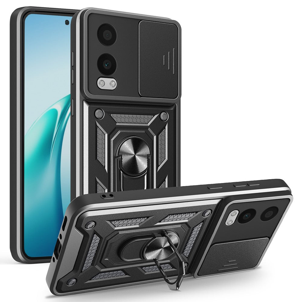 OnePlus Nord CE4 Lite 5G-skal med skjutbart kameralock PC + TPU-stativmobilskal