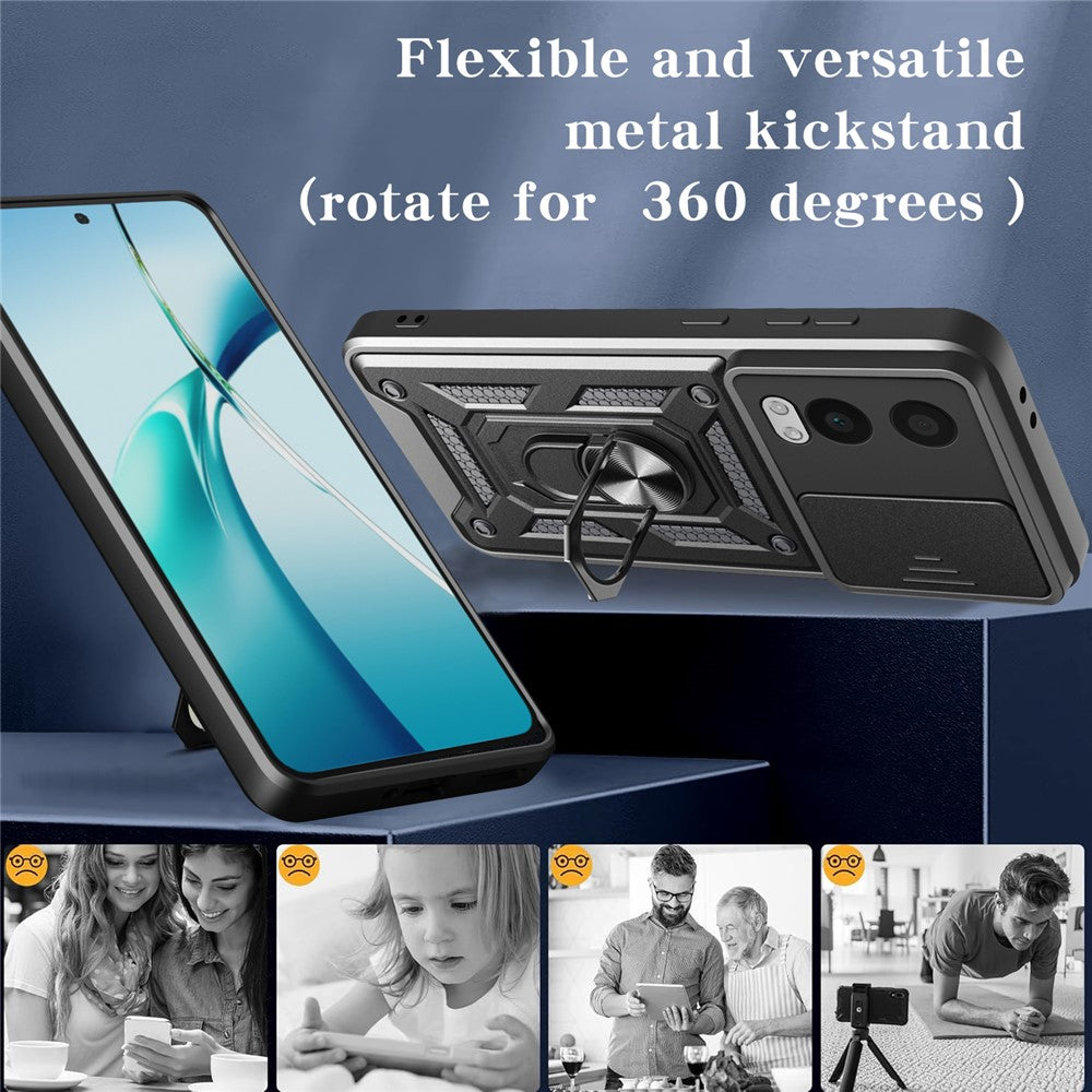 OnePlus Nord CE4 Lite 5G-skal med skjutbart kameralock PC + TPU-stativmobilskal