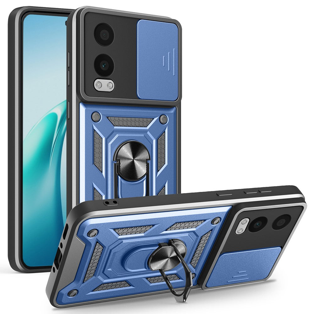 OnePlus Nord CE4 Lite 5G-skal med skjutbart kameralock PC + TPU-stativmobilskal