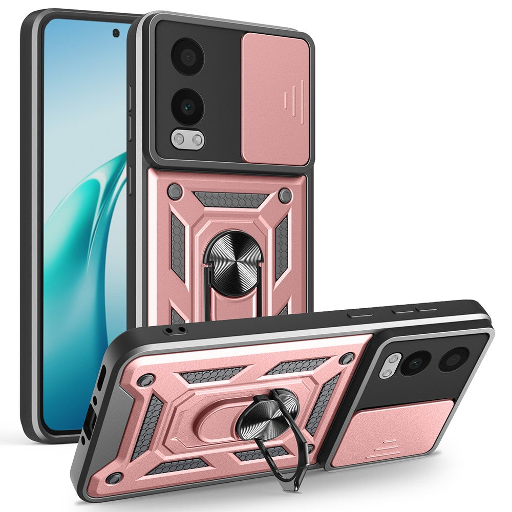 OnePlus Nord CE4 Lite 5G-skal med skjutbart kameralock PC + TPU-stativmobilskal