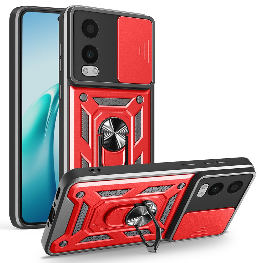 OnePlus Nord CE4 Lite 5G-skal med skjutbart kameralock PC + TPU-stativmobilskal