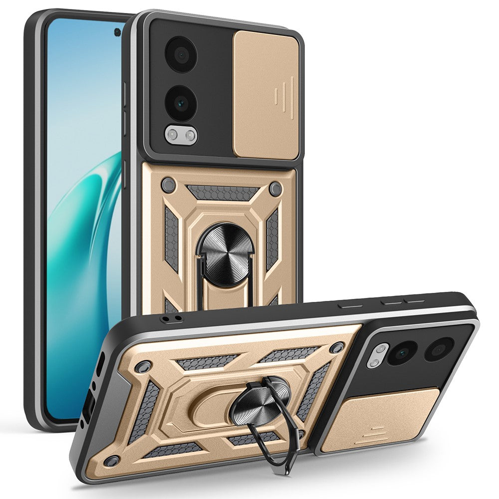 OnePlus Nord CE4 Lite 5G-skal med skjutbart kameralock PC + TPU-stativmobilskal